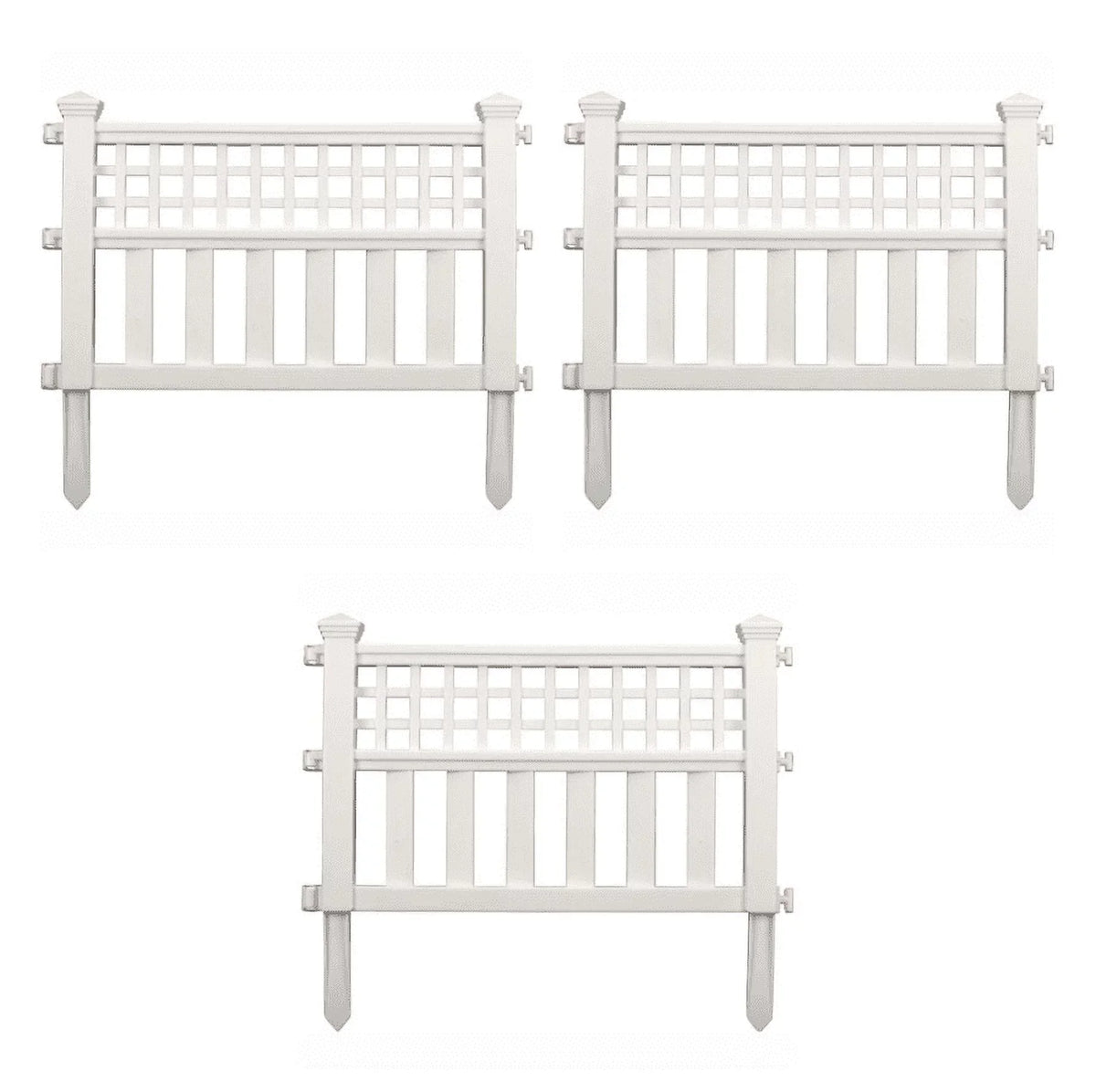 Suncast Outdoor Garden Grand View Fence Border Panels, 3-Pack, White
