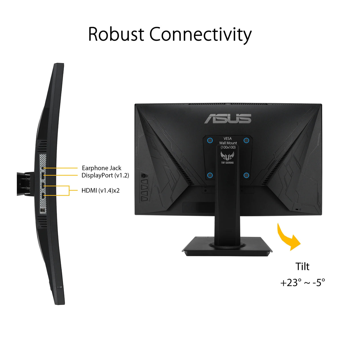 ASUS TUF Gaming 23.6" 1080P Curved Gaming Monitor, - Full HD, 165Hz, 1ms, Extreme Low Motion Blur, Adaptive-Sync, FreeSync Premium, Shadow Boost, VESA Mountable, DisplayPort, HDMI - VG24VQE