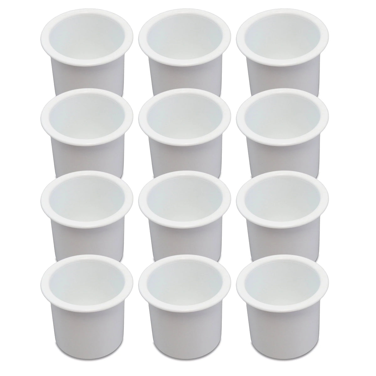 12 Cup Holder Plastic Pocket Recessed Drop In Insert Universal for Boat RV Car Truck Sofa Game Table Marine Pontoon Motorhome Camper White