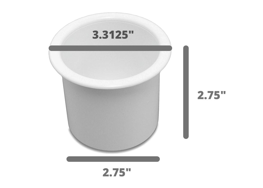 12 Cup Holder Plastic Pocket Recessed Drop In Insert Universal for Boat RV Car Truck Sofa Game Table Marine Pontoon Motorhome Camper White