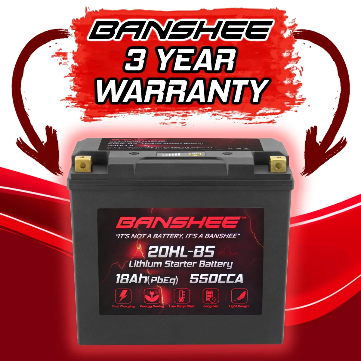 Banshee 20L-BS LiFePO4 Motorsports Battery Compatible with Yamaha FC1800 WaveRunner FX SVHO 2014 to 2020