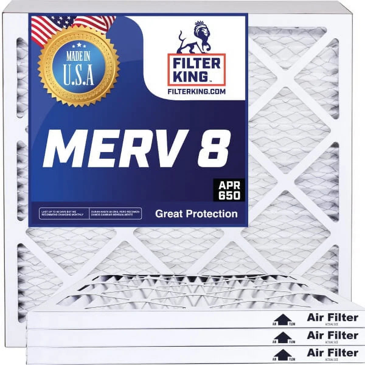 Filter King 12.5x19.5x1 Air Filter | 4-PACK | MERV 8 HVAC Pleated A/C Furnace Filters | MADE IN USA | Actual Size: 12.5 x 19.5 x .75"