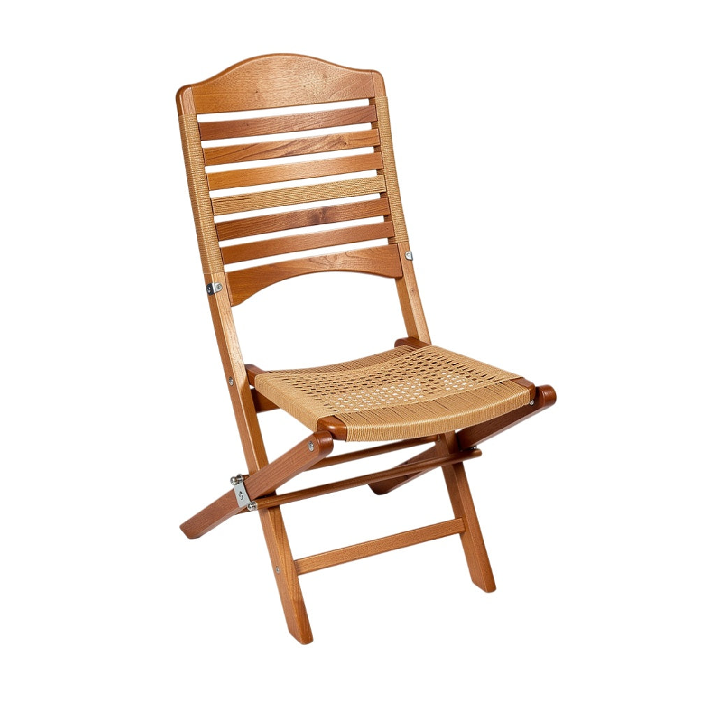 Foldable Wooden Chair with Rattan Seat Design