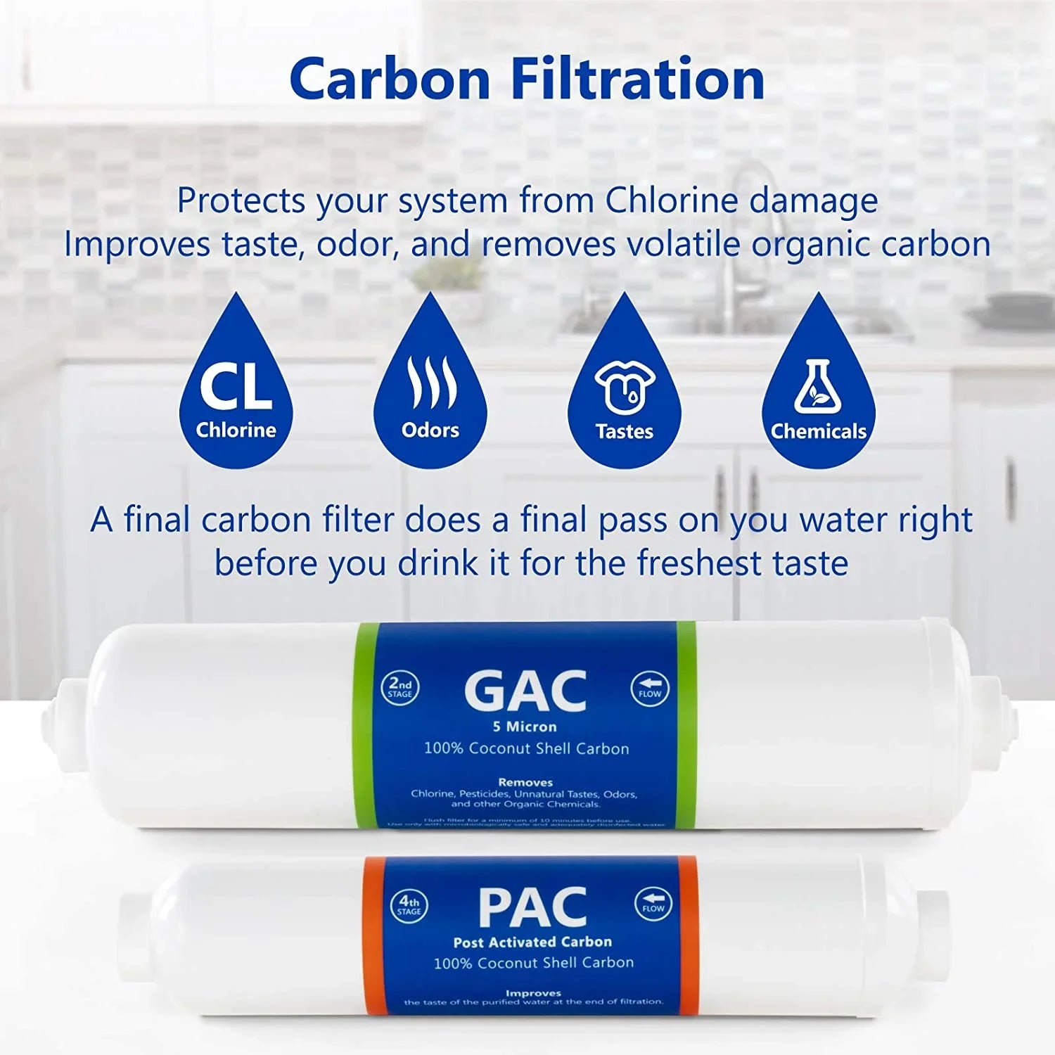 Countertop Reverse Osmosis System Filter Set  4 Replacement Filters  1?4” Quick Connect Filter Cartridges  Sediment And Carbon Filters  100 GDP RO Membrane  6 Month Filter Set