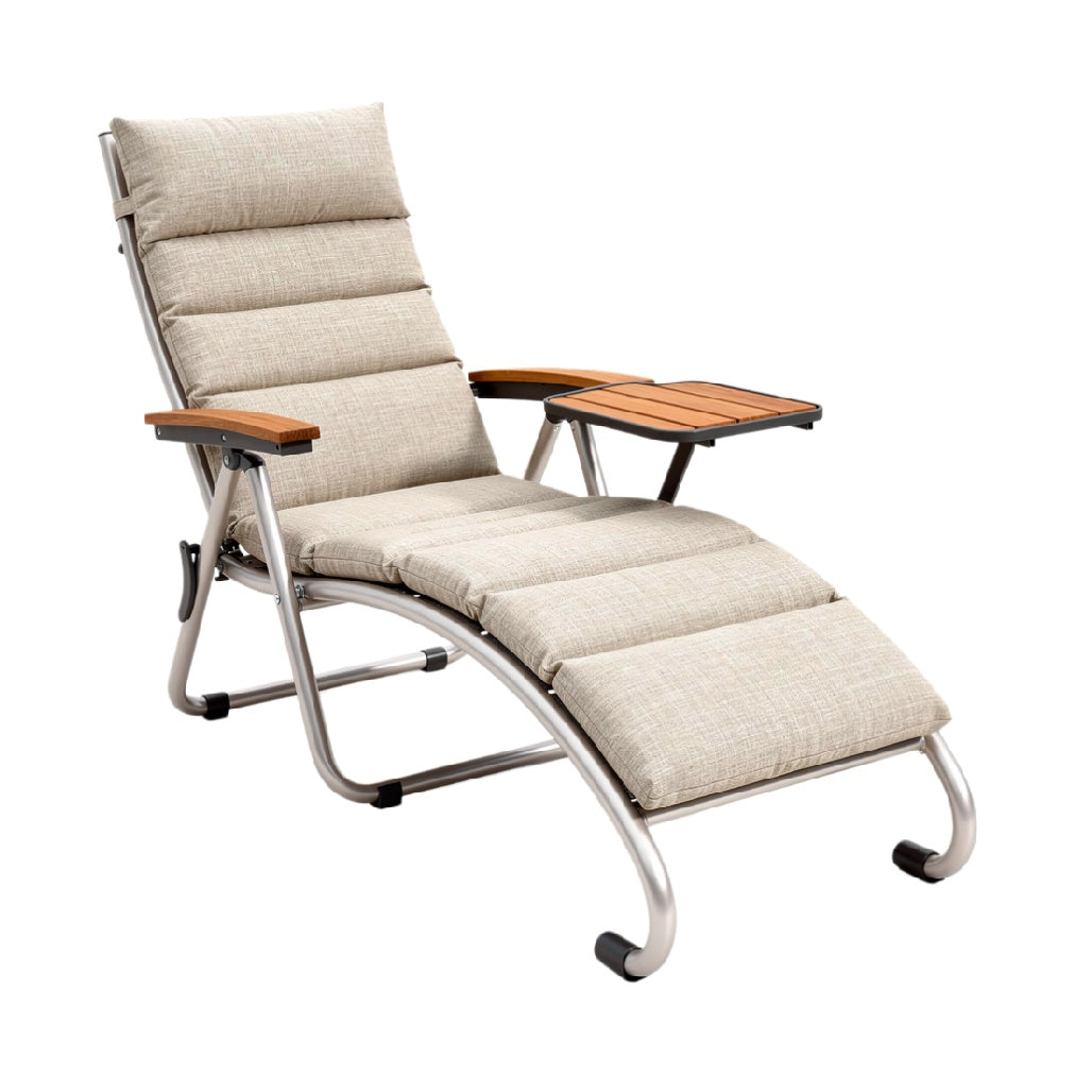 Ergonomic Reclining Lounge Chair with Wooden Side Table
