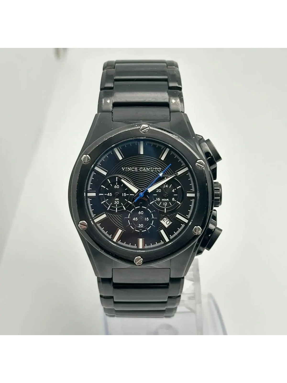 Pre-owned Vince Camuto 45mm Steel Black Dial Mens Quartz Watch VC/1065BK (Good)