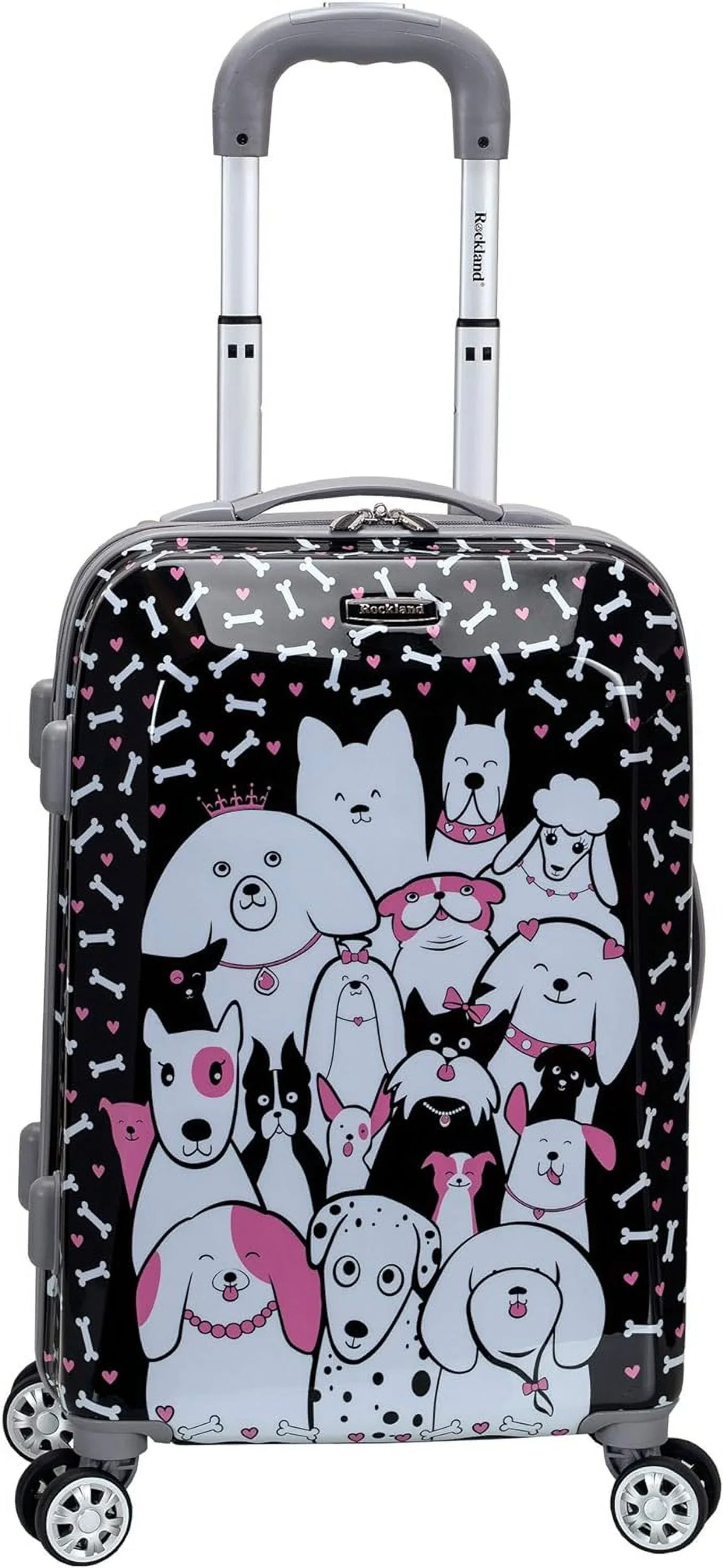 Open Box Rockland Vision Hardside Spinner Wheel Luggage Carry-On 20" - PUPPY/ MULTICOLOR