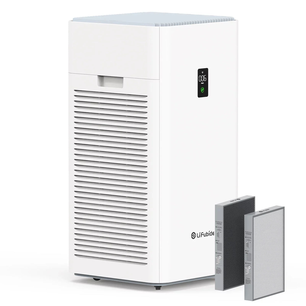Lifubide Large Room Air Purifier, H13 True HEPA,4555 Sq.Ft Coverage,24dB For Bedroom, Removal To 0.01 Microns, PM2.5 Monitor, Pet Allergies、Smoke、Dust, Smart Air Purifier, 2 Sets Filter