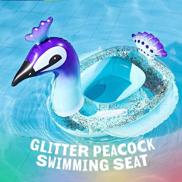 Violet InfLatitudeable Glitter Pool Float Swimming Pool Peacock Designed with Fast Valves Summer Fun Beach Party Lounge Raft Decorative Water Game Toys for Kids | 48 Inch