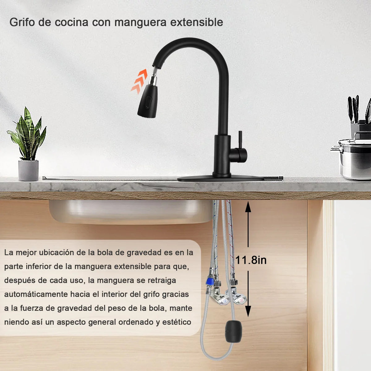 Kitchen Faucet with Pull Down Sprayer, High Arc Single Handle Kitchen Sink Faucet with Deck PLatitudee, Commercial Modern Stainless Steel Kitchen Faucets for Kitchen, RV, Bar, Silver