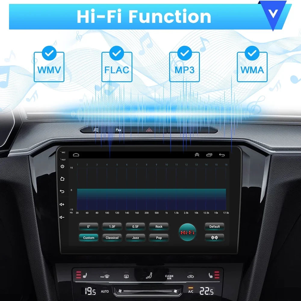 Podofo 2+32G for Toyota RAV4 2013-2019 Wireless Carplay Android Auto Mirror Link 10'' Touchdisplay Car Stereo Radio Android 12 HD 1080P WIFI GPS FM Bluetooth, AHD Backup Camera