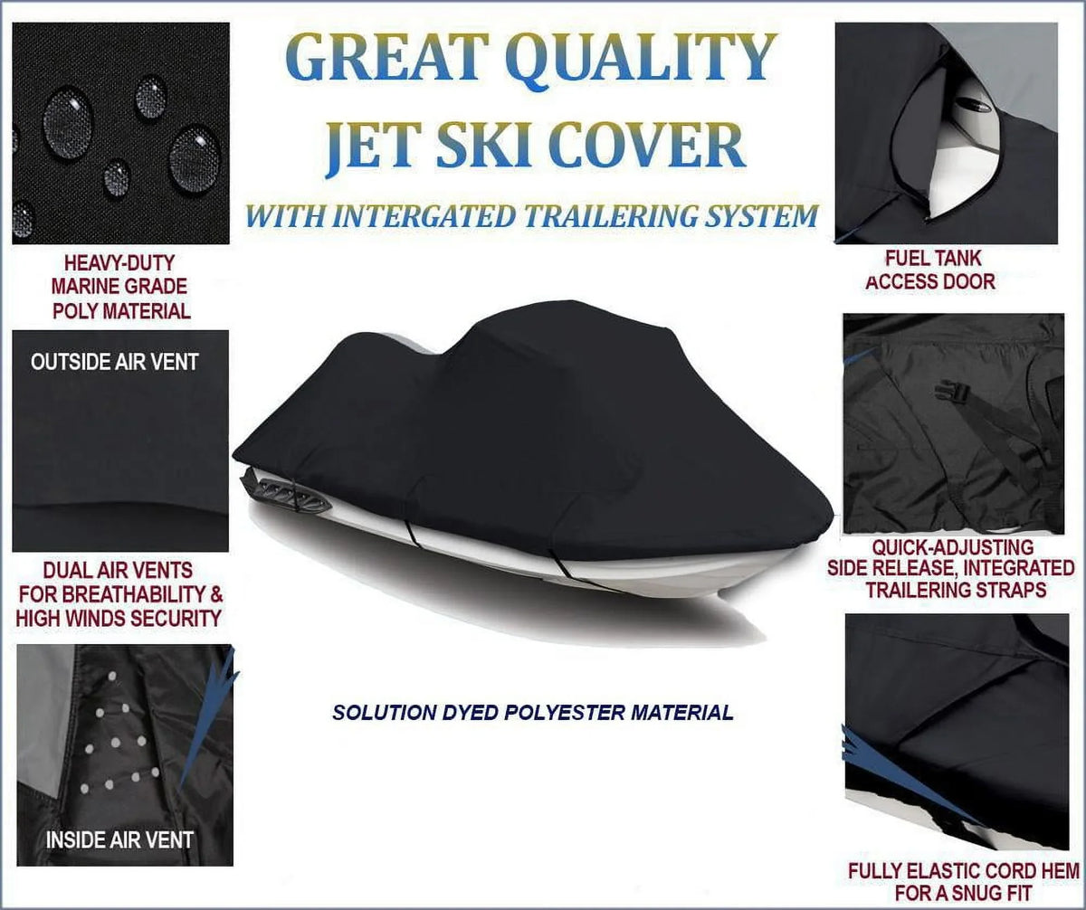 BLACK 600 DENIER JetSki Cover Compatible for JET SKI COVER Sea Doo RXT 230 2018 2019