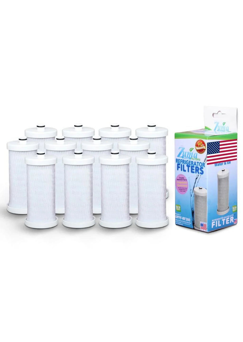 ZUMA Brand , Water and Ice Filter , Model # OPFF-RF300 , Compatible with Frigidaire® 21817805 - 12 Pack - Made in U.S.A.