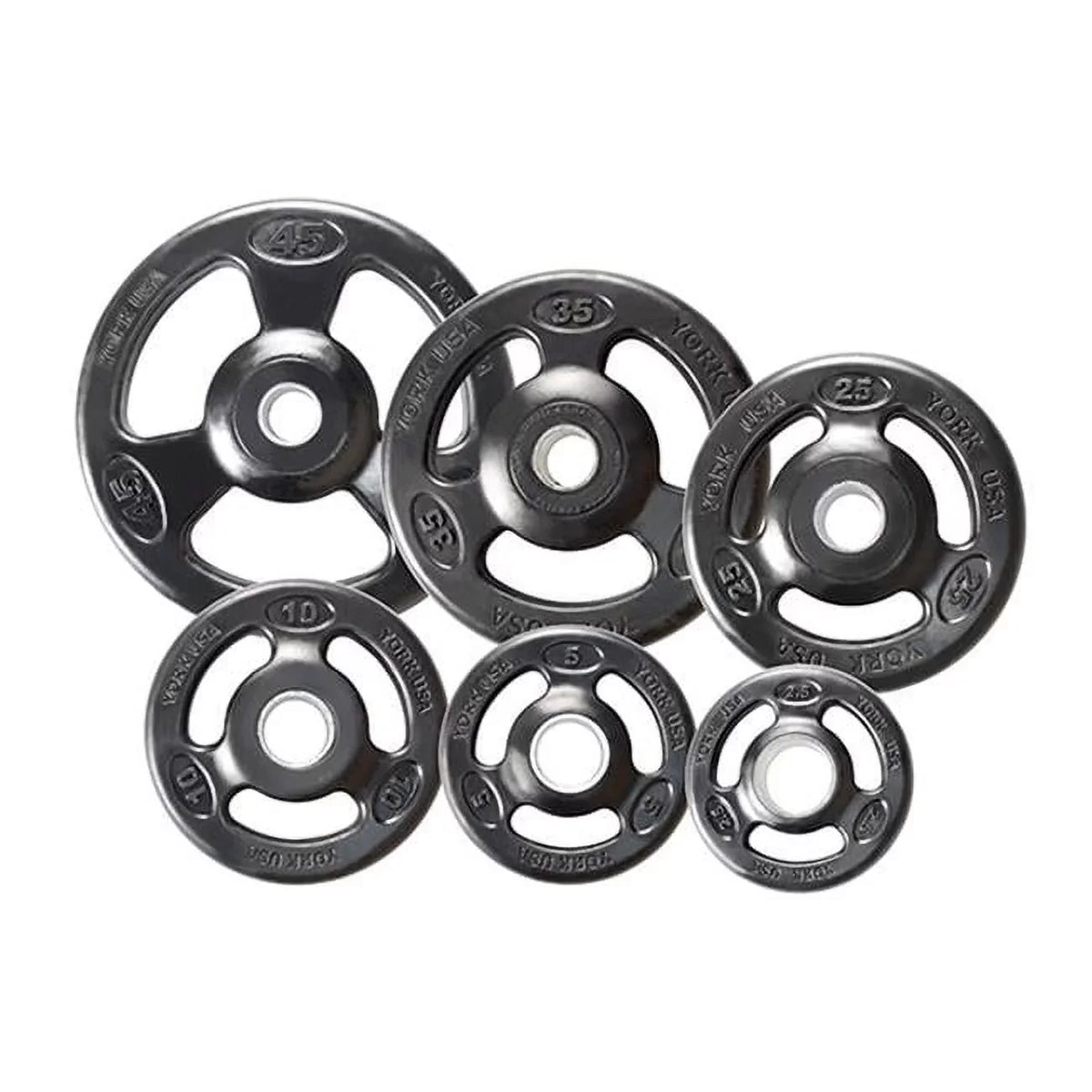 York Barbell  Grip Steel Composite Olympic Iron PLatitudee, Black - 25 lbs