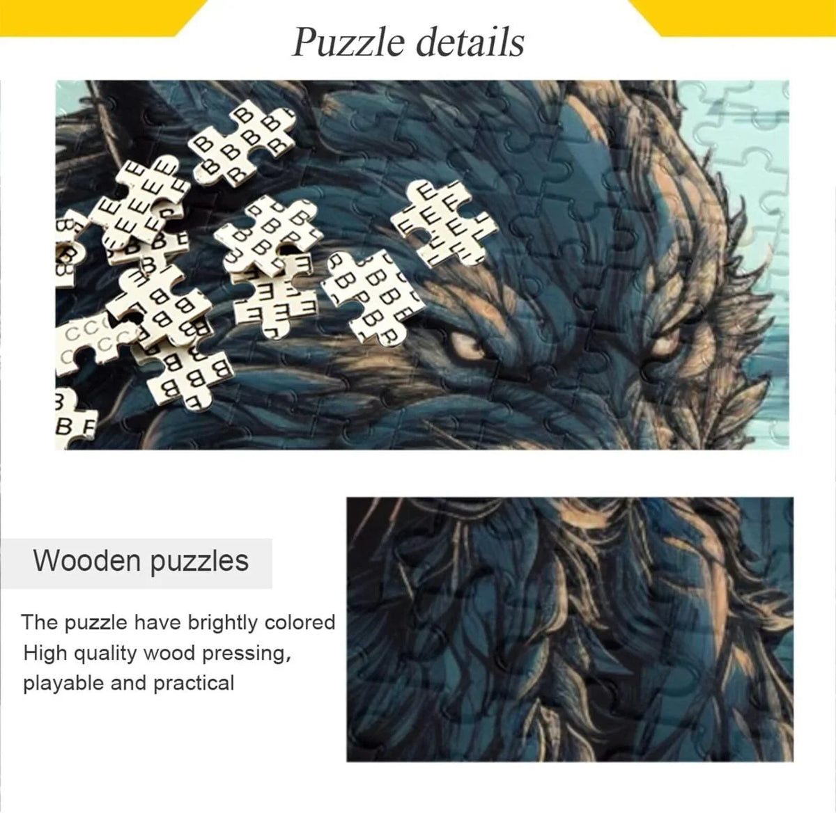 500 PCS Big Wolf Moon Night Jigsaw Puzzle, Paper Wood Composite Material Zigsaw with Storage Bag, Puzzle for Adults, Fun Challenging Brain Exercise Family Game Gift for Kids Friends Parents