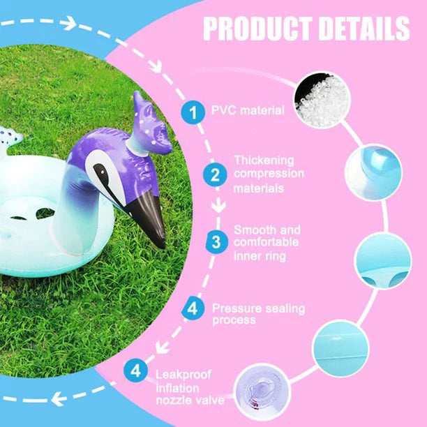 Melia Swim Party Toys InfLatitudeable Glitter Pool Float Peacock Designed with Fast Valves Lounge Raft Decorative Water Game Summer Beach Party for Kids | 48 Inch