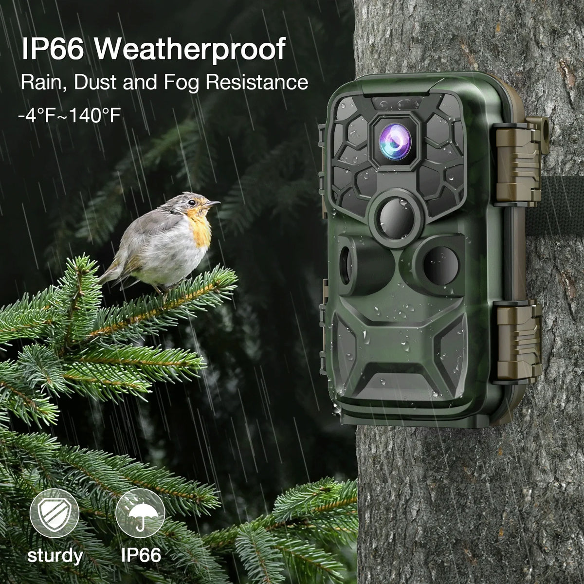 CAMPARK WiFi Trail Game Camera 4K 42MP Bluetooth Hunting Deer Camera with 3PIR Sensor Infrared Night Vision Waterproof IP66 0.2s Trigger 2.4" LCD Trail Cam for Wildlife Monitoring