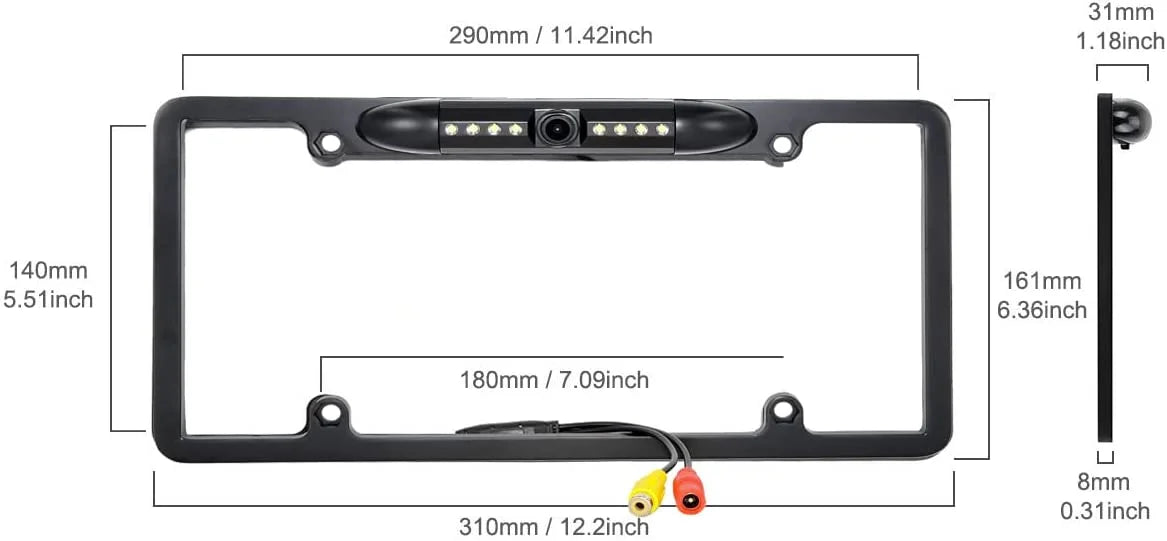 Backup Camera Rearview License PLatitudee Frame for JVC KWM960BW KW-M960BW Black