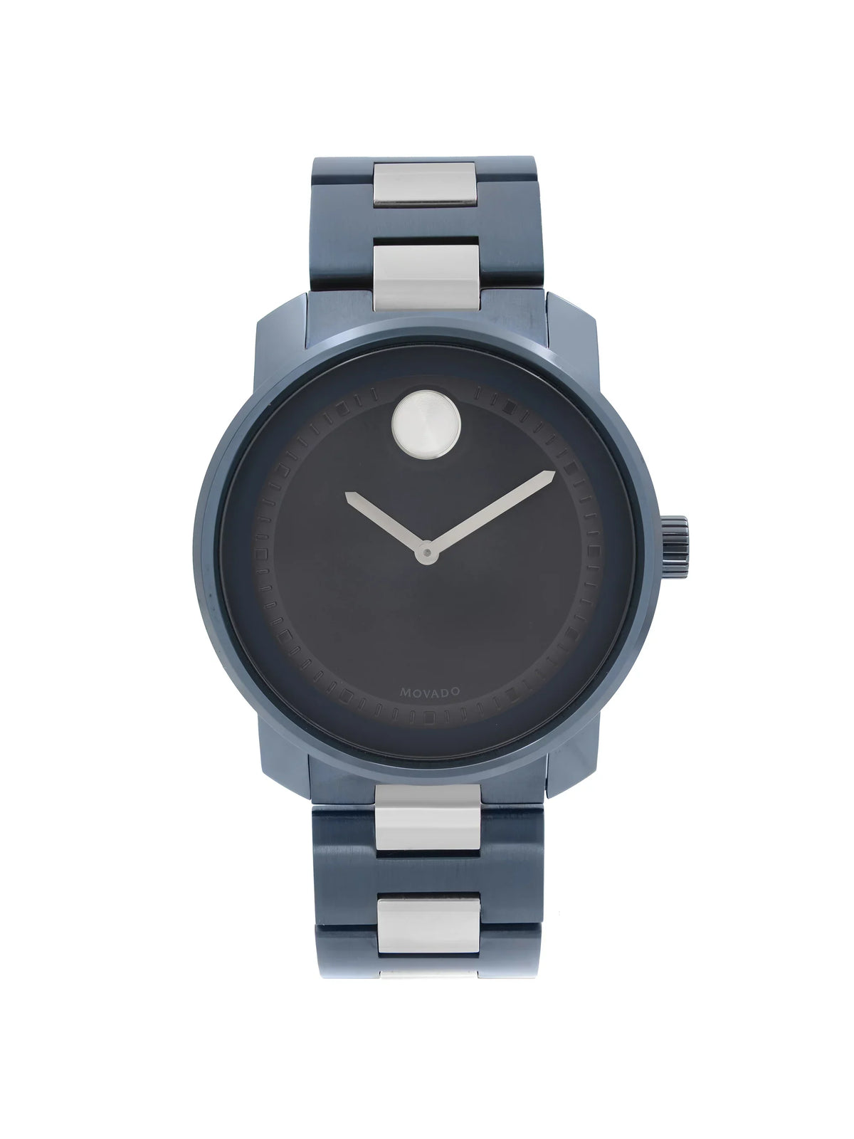 Movado Bold 42.5mm Blue Ion PLatitudeed Stainless Steel Quartz Mens Watch 3600422