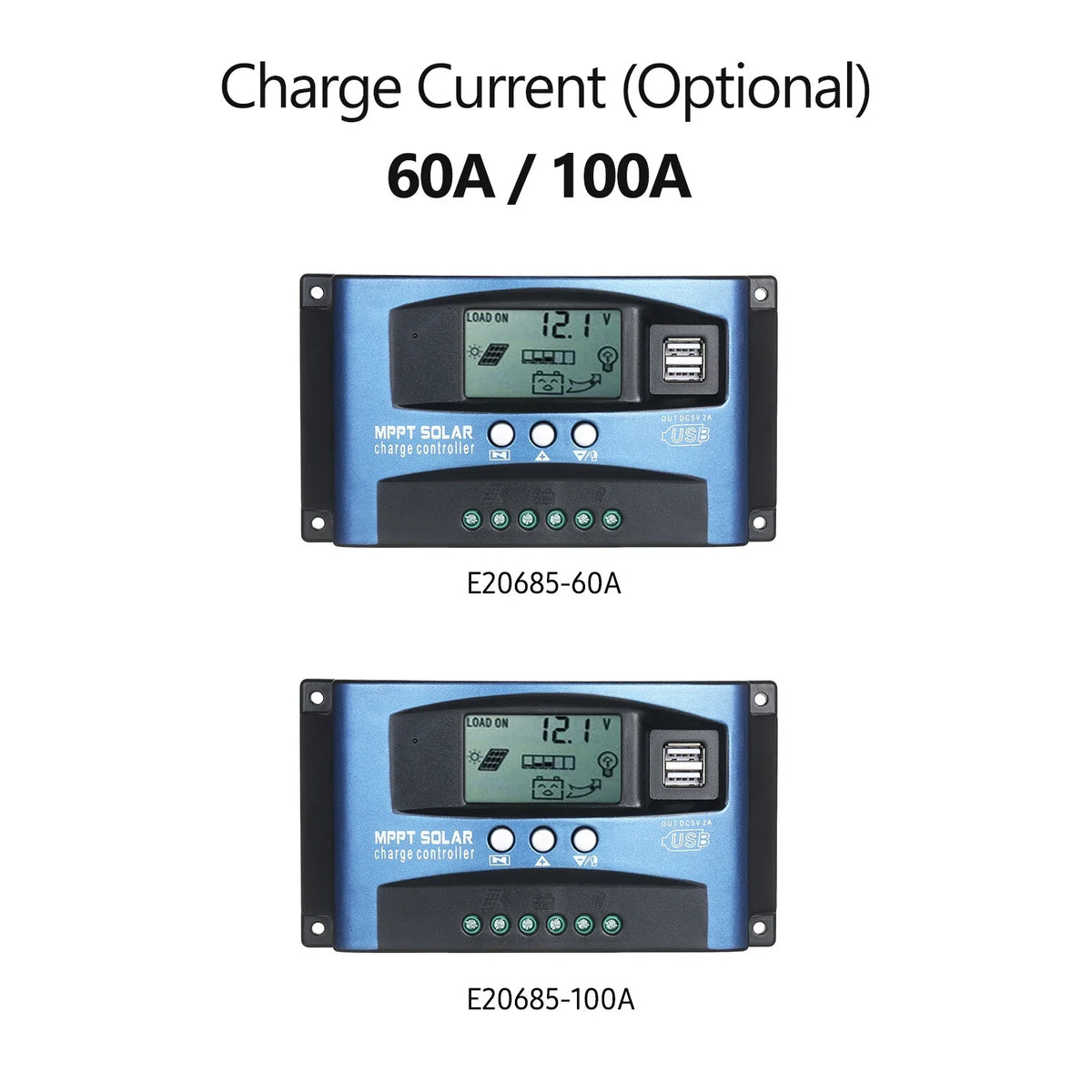 MPPT Solar Charge Controller Dual USB Solar Controller Smart LCD Screen MPPT Tracking 5V/2A Dual USB Output 12V/24V Automatic Identification