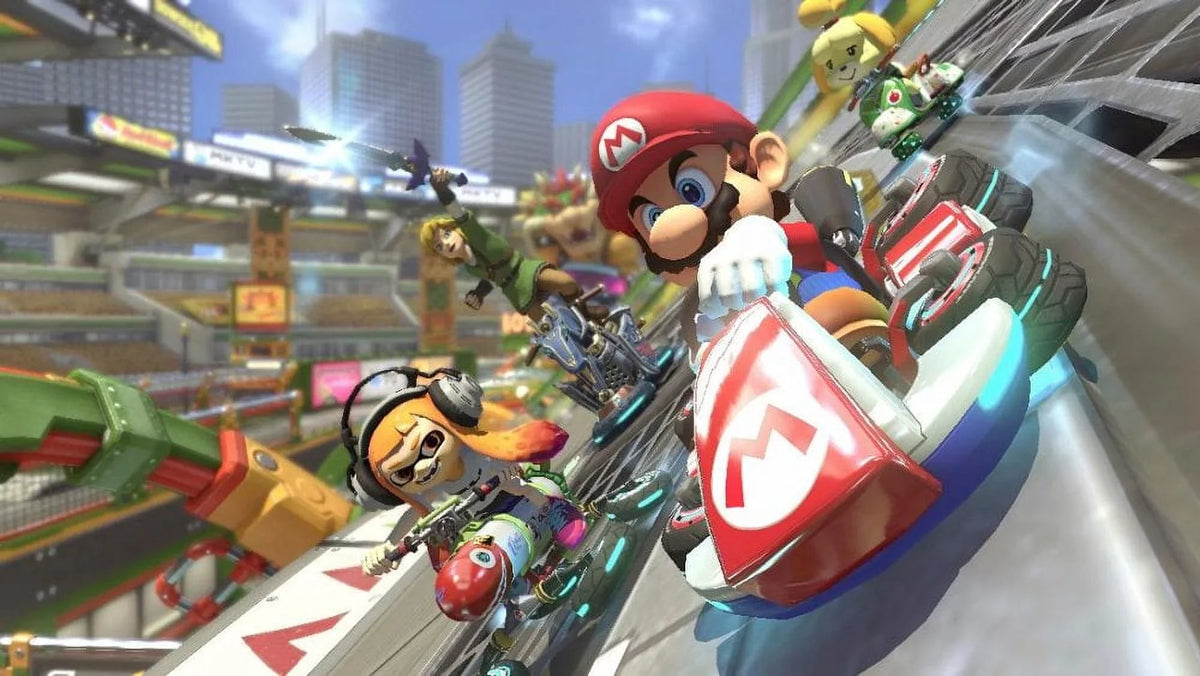 Nintendo Switch Super Mario Kart 8 Deluxe Bundle: Red and Blue Joy-Con Improved Battery Life 32GB Console,Super Mario Kart 8 Deluxe and Travel Case