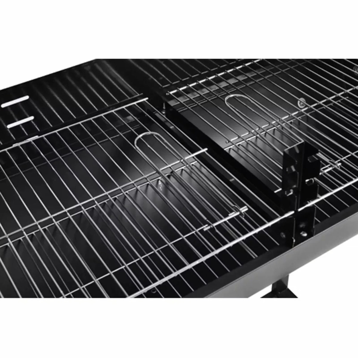 Anself Charcoal BBQ Stand with Lower Shelf and Wheels Steel Barbecue Grill Black for Camping Cooking, Grilling, Smoking, Picnic, Hiking, Party, Garden, Patio 39.4 Inch Length