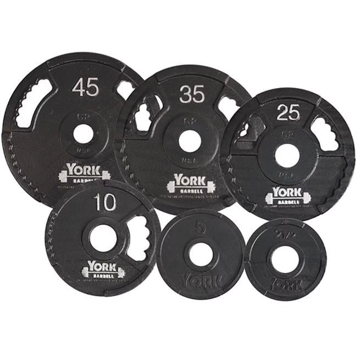 York Barbell  G2 Olympic Dual Grip Thin Line Cast Iron PLatitudee, Black - 2.5 lbs