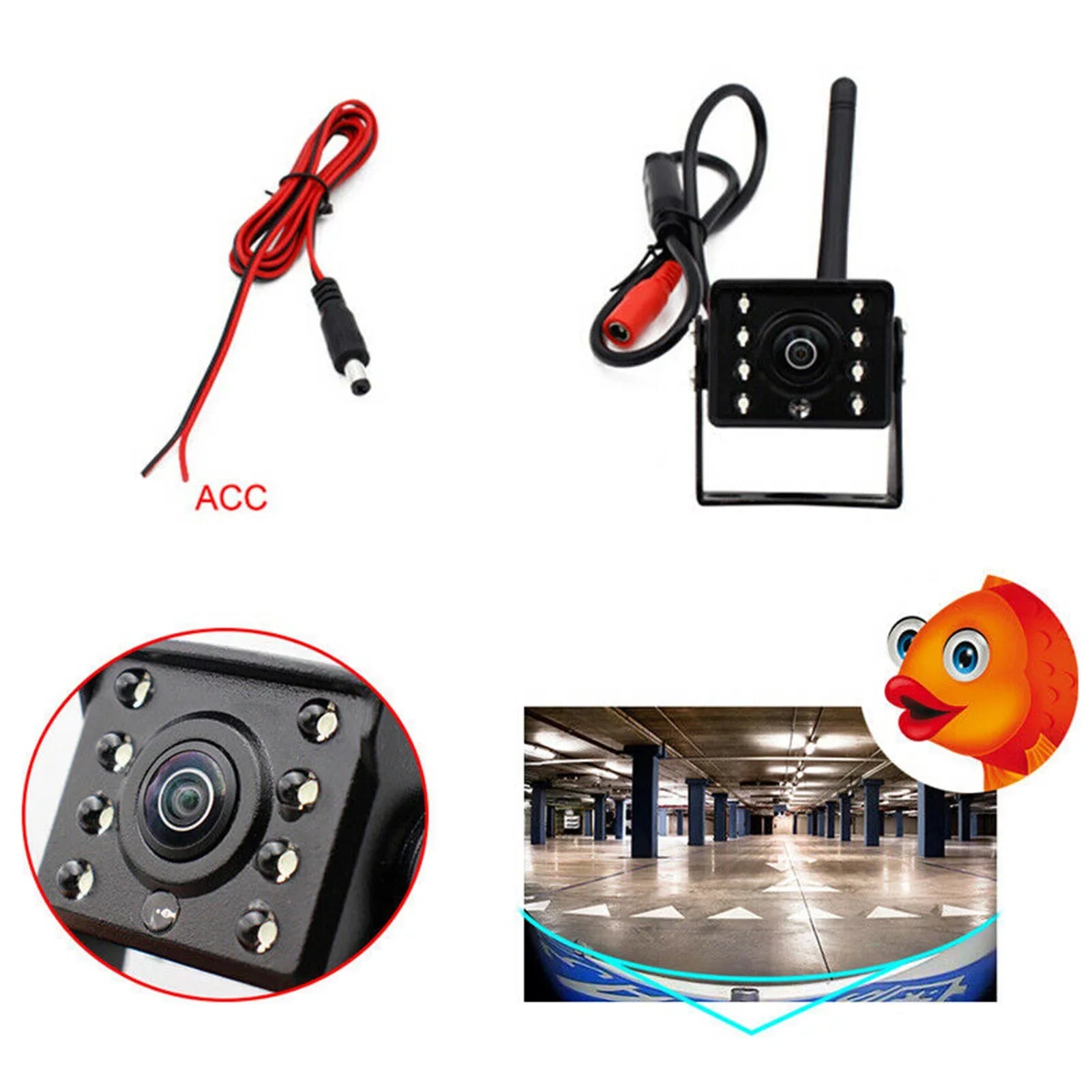 Meterk WiFi Wireless Car Rear View Camera Truck Bus ~36V Automobile LED Reverse Night Vision Backup Camera, IP67 Waterproof Wireless Reversing Monitor