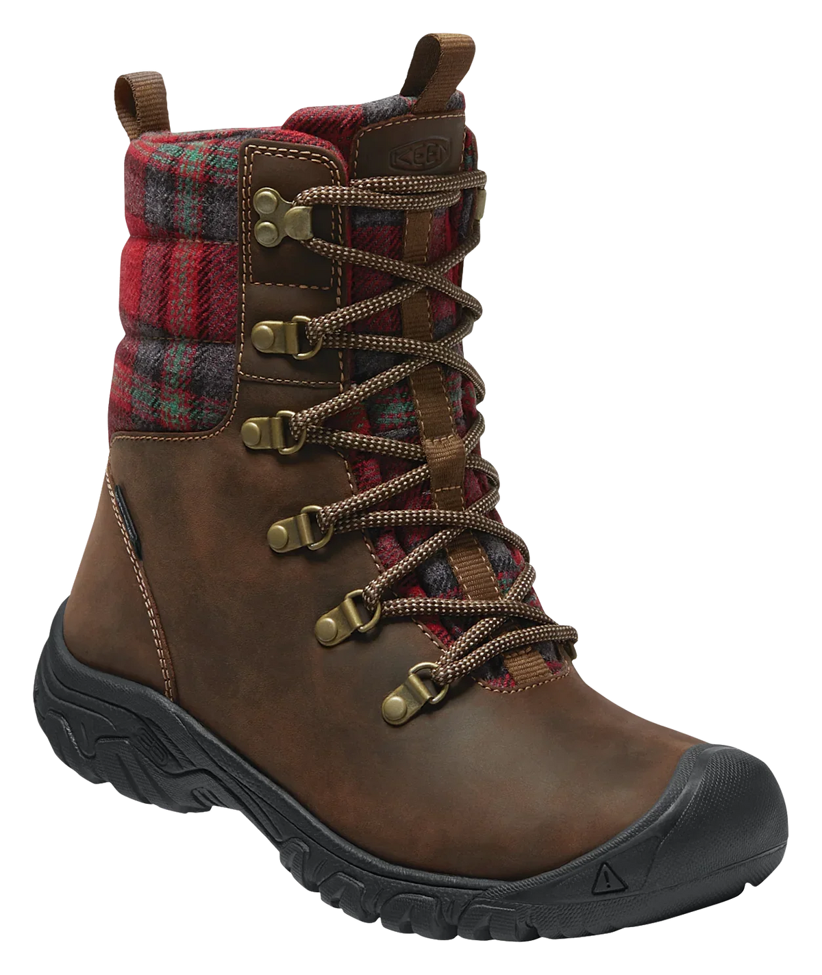 Refurbished KEEN Greta InsuLatitudeed Waterproof Boots for Ladies - Dark Brown/Red Plaid - 8M