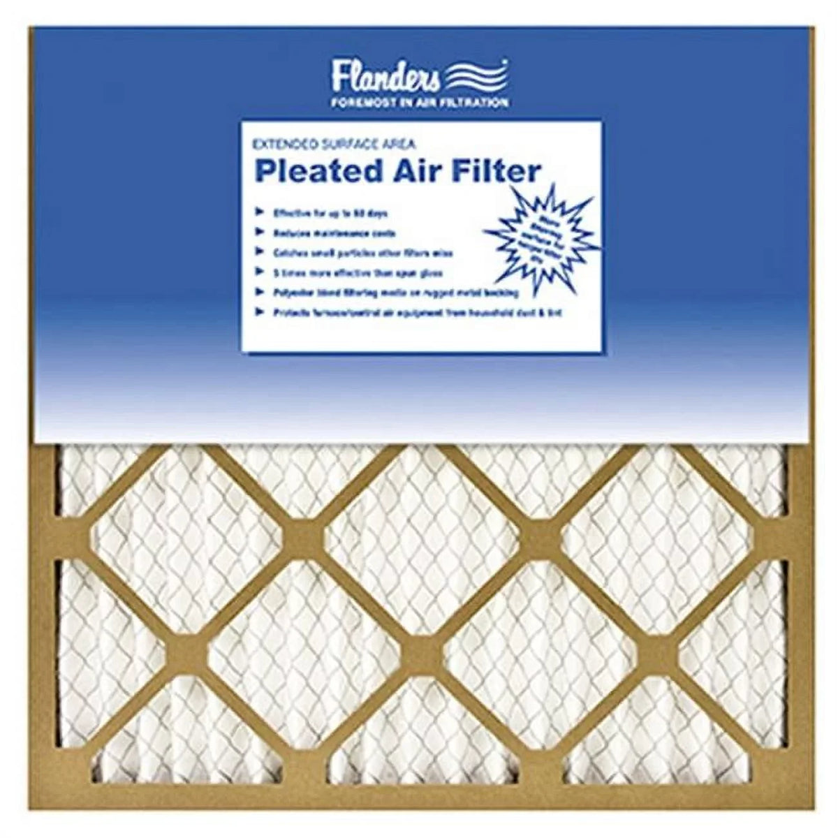 Flanders 81555.011425 14 x 25 in. Basic Pleated Air Filter Kraft Frame With Wirebacked Media - Pack Of 12