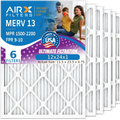 12x24x1 Air Filter MERV 13 Comparable to MPR 1500 - 2200 & FPR 9 Electrostatic Pleated Air Conditioner Filter 6 Pack HVAC AC Premium USA Made 12x24x1 Furnace Filters by AIRX FILTERS WICKED CLEAN AIR.