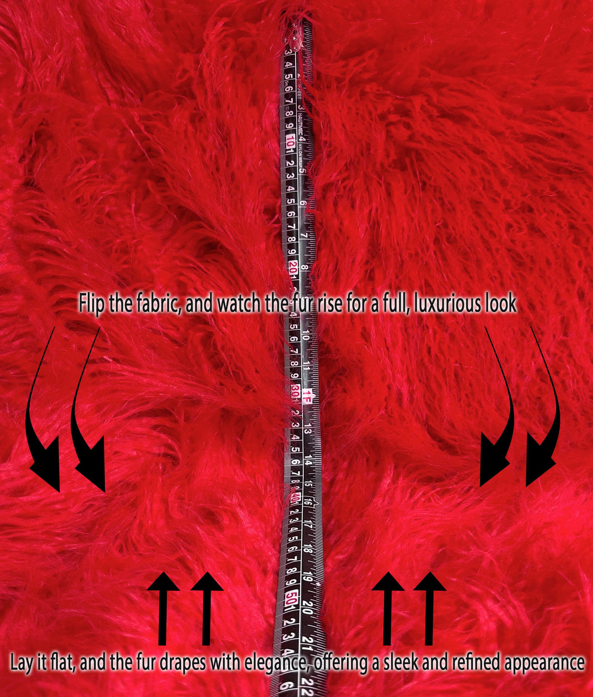 Faux Fake CURLY Yak FUR 3.5" LONG Pile Japanese Fire Retardant Yarn 2.3oz Per Yard / Craft, Sewing Cosplay 58" Wide Sold by Continuous Yard (Fire Red)