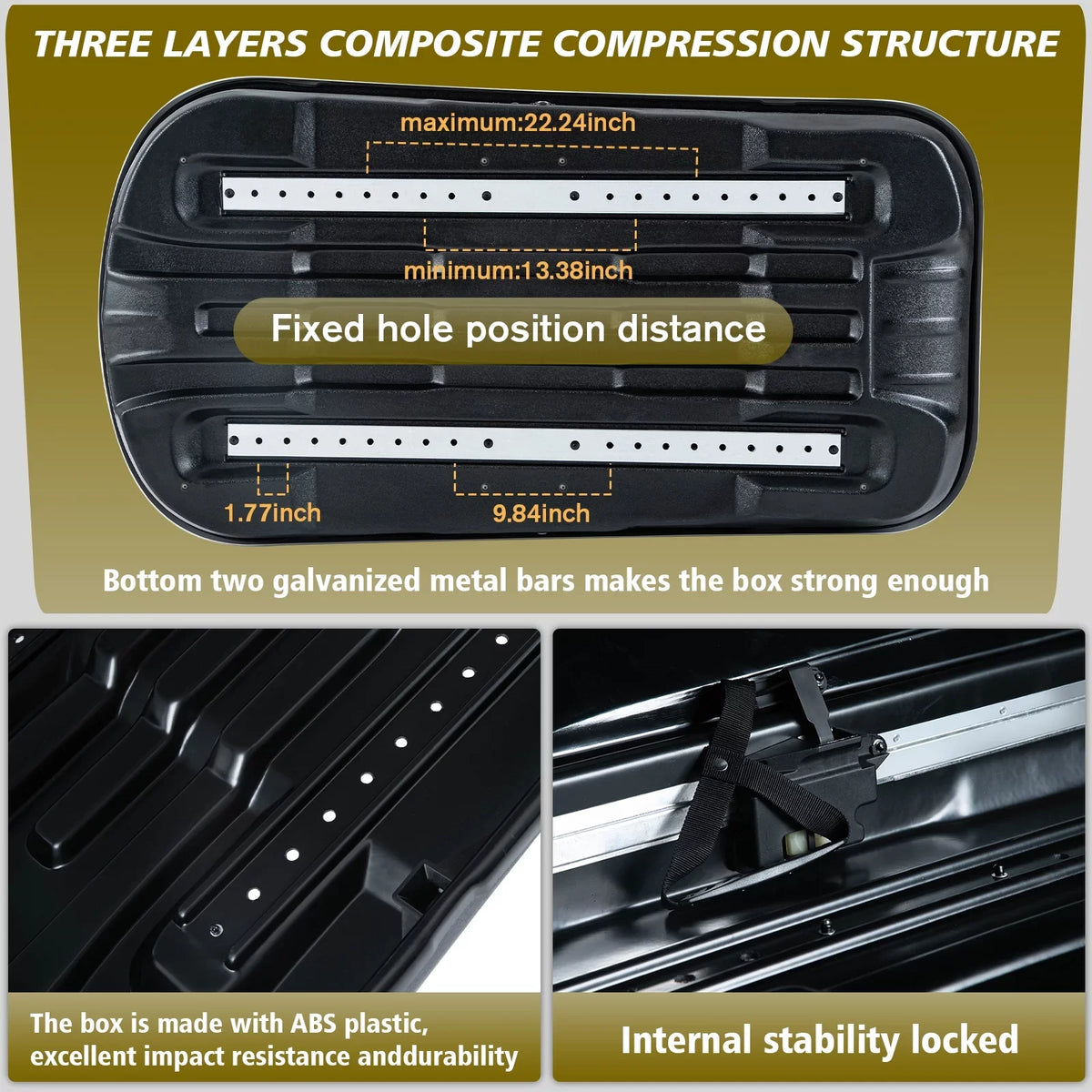 Large Rooftop Cargo Carrier Hard Shell Rooftop Cargo Box with Double 2 Locks, 14 ft³ Waterproof Cargo Box for SUV Rooftop 56.3" L x 30.3" W x 13.8" H, Black