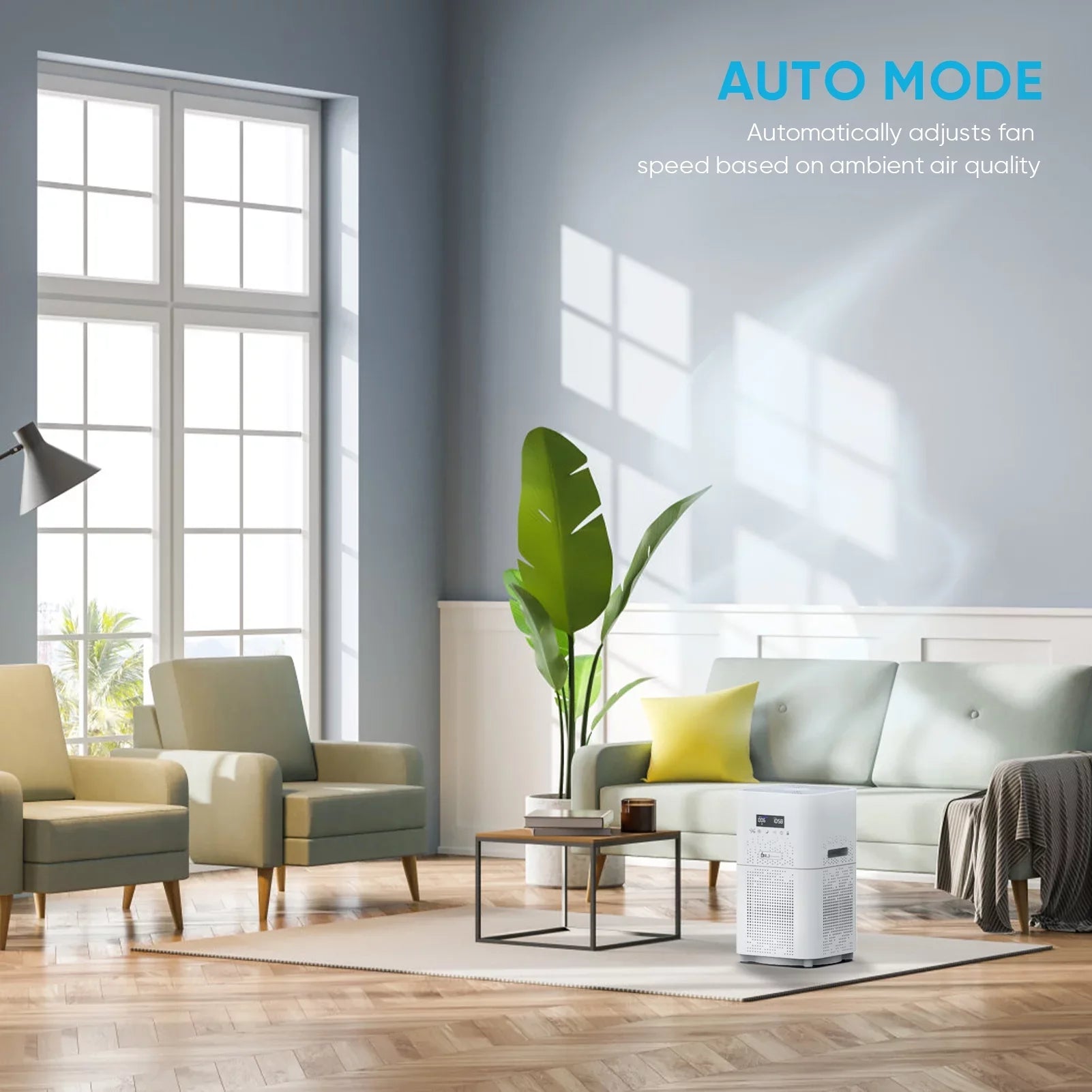 WiFi Air Purifier for Large Rooms, 1800 sq. ft H13 True HEPA Filter with Remote Control for Allergies Pets Smoke Dust