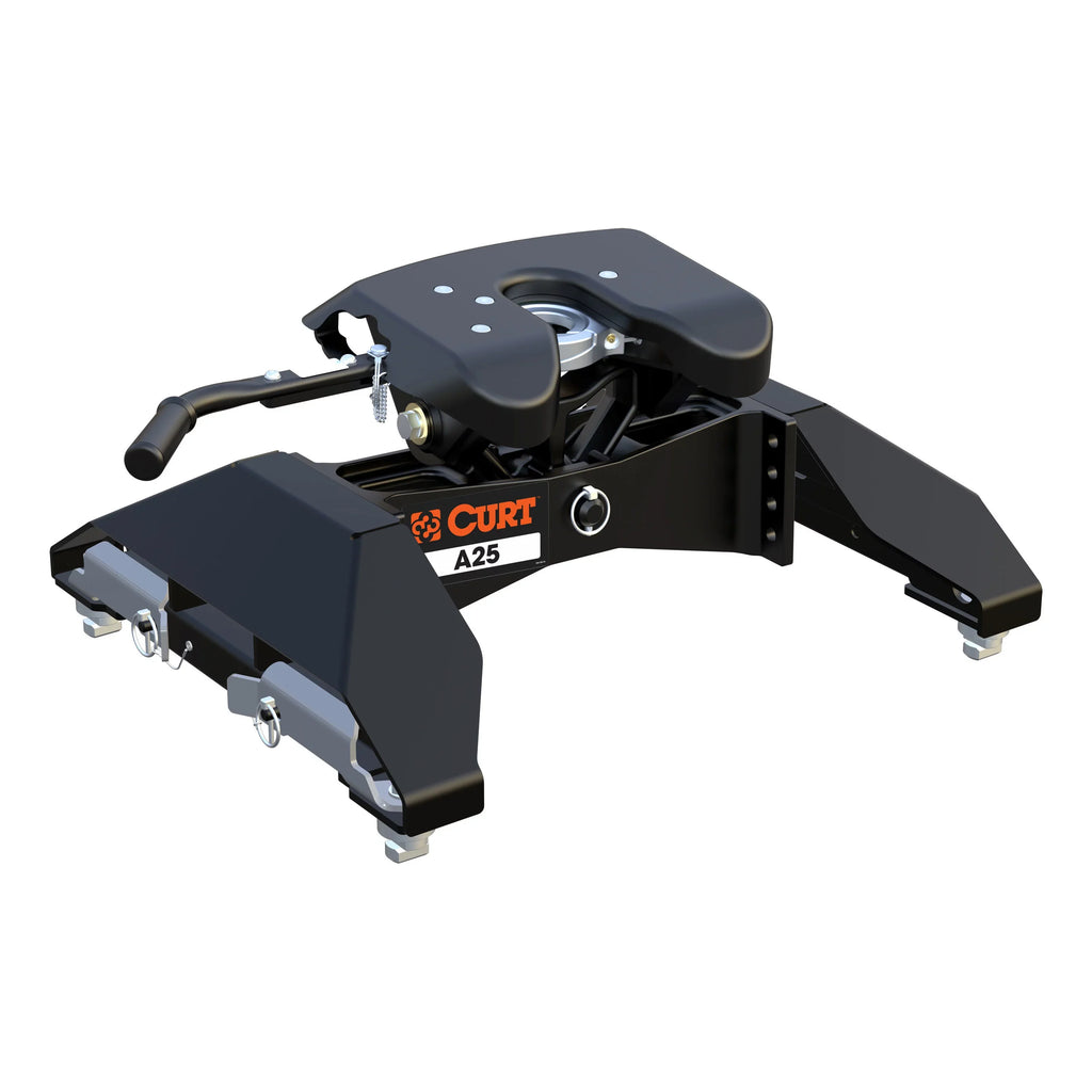 CURT 16066 A25 5th Wheel Hitch, 25,000 lbs, Select Chevrolet Silverado, GMC Sierra 2500, 3500 HD, 8-Foot Bed Puck System