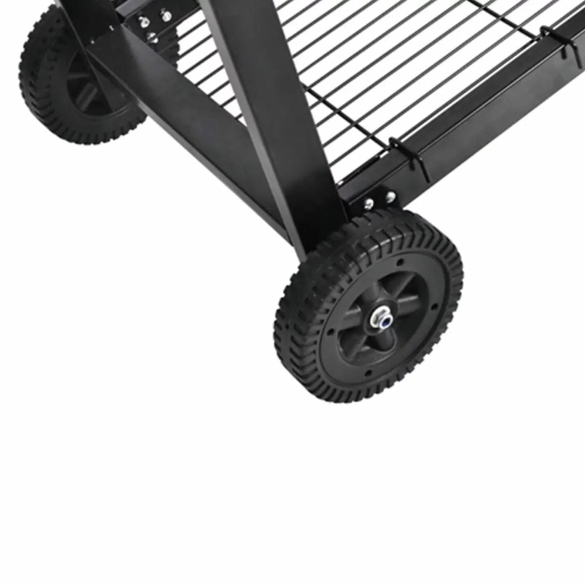 Anself Charcoal BBQ Stand with Lower Shelf and Wheels Steel Barbecue Grill Black for Camping Cooking, Grilling, Smoking, Picnic, Hiking, Party, Garden, Patio 39.4 Inch Length