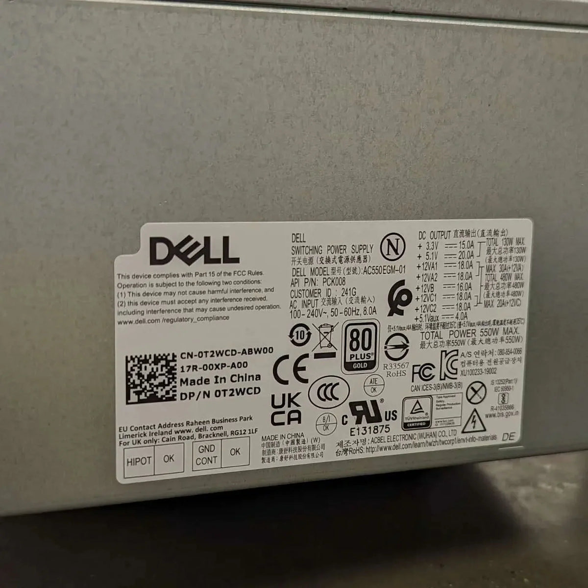Genuine  Precision T3630 T3640 T3650 AC550EGM-00 PCK008 550W Power Supply