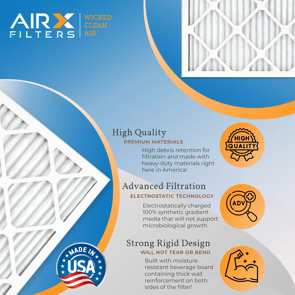 12x20x1 Air Filter MERV 13 Comparable to MPR 1500 - 2200 & FPR 9 Electrostatic Pleated Air Conditioner Filter 6 Pack HVAC AC Premium USA Made 12x20x1 Furnace Filters by AIRX FILTERS WICKED CLEAN AIR.