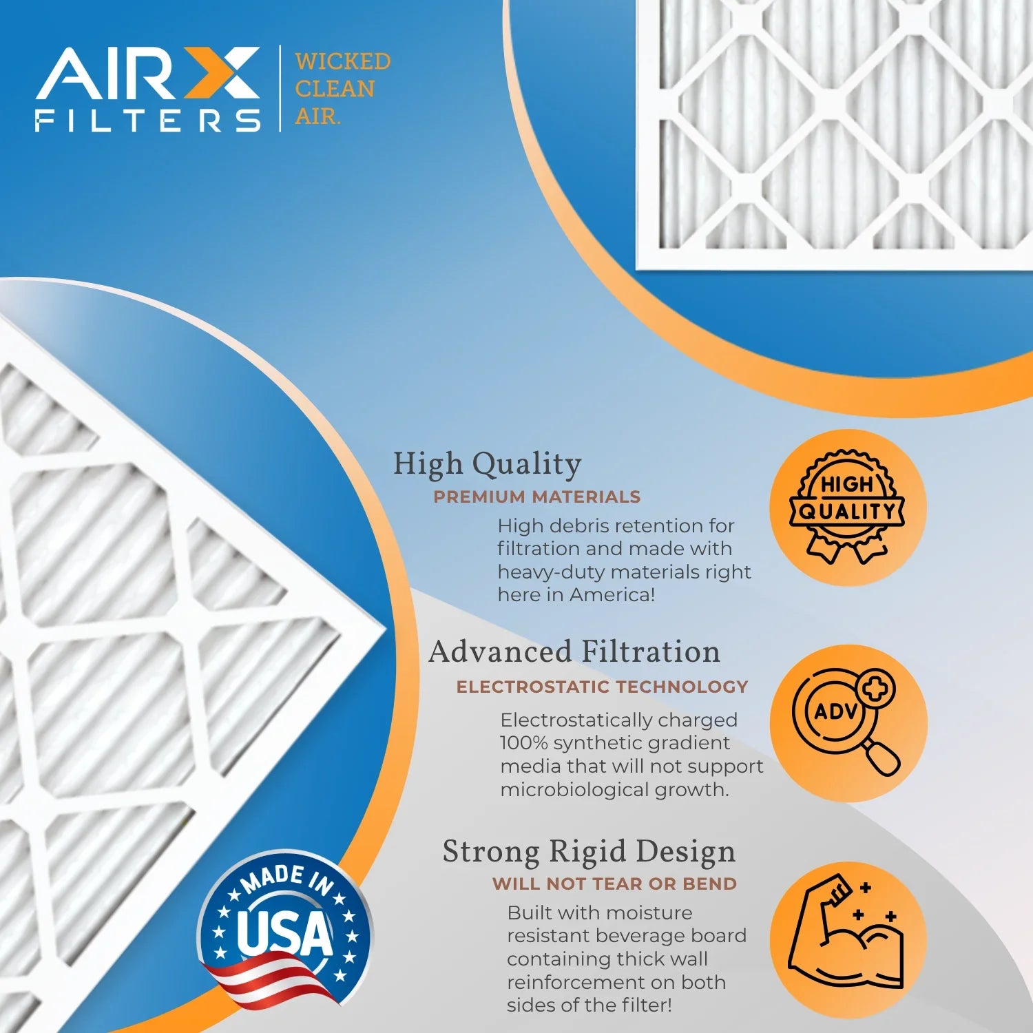14x25x1 Air Filter MERV 13 Comparable to MPR 1500 - 2200 & FPR 9 Electrostatic Pleated Air Conditioner Filter 6 Pack HVAC AC Premium USA Made 14x25x1 Furnace Filters by AIRX FILTERS WICKED CLEAN AIR.