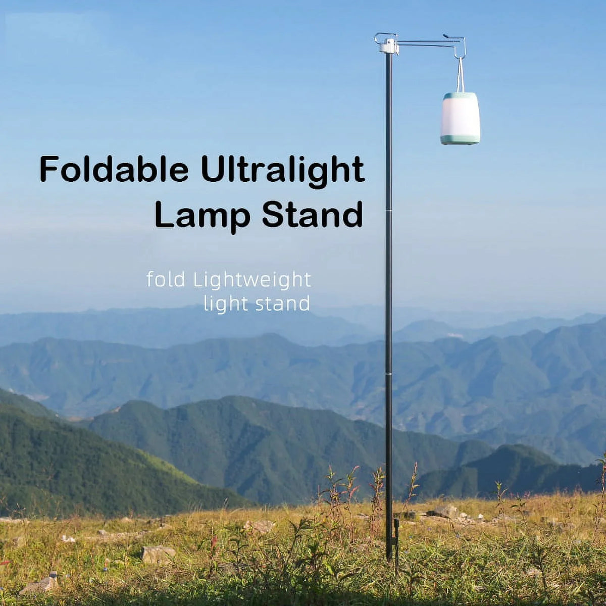 Suzicca Folding Aluminum Alloy Lamp Pole Adjustable Lantern Holder Rod for Camping Hiking Fishing Backpacking